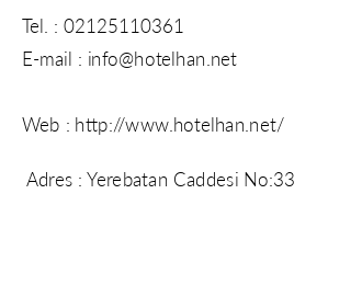 Hotel Han iletiim bilgileri